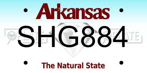 SHG884 Arkansas License Plate
