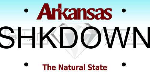 SHKDOWN Arkansas License Plate