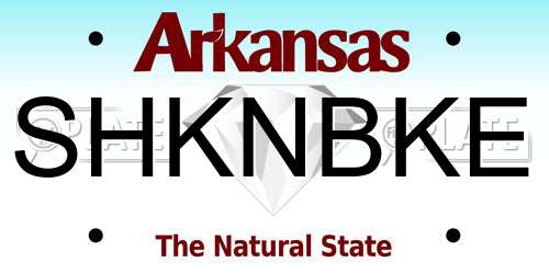 SHKNBKE Arkansas License Plate