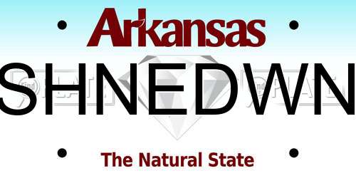 SHNEDWN Arkansas License Plate