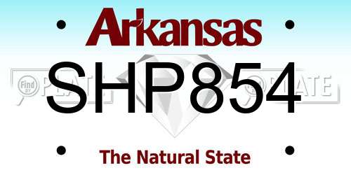 SHP854 Arkansas License Plate