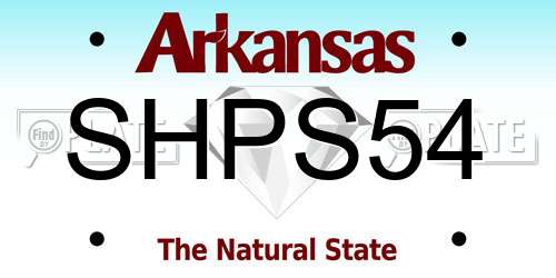 SHPS54 Arkansas License Plate