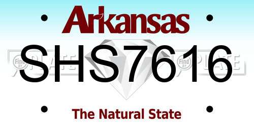 SHS7616 Arkansas License Plate