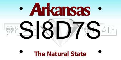 SI8D7S Arkansas License Plate