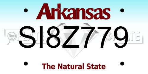 SI8Z779 Arkansas License Plate