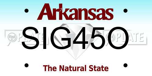 SIG45O Arkansas License Plate