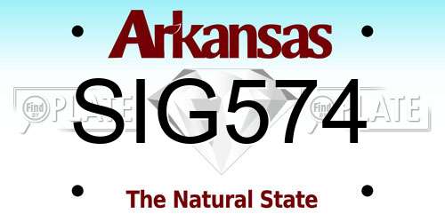 SIG574 Arkansas License Plate