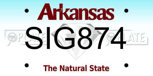 SIG874 Arkansas License Plate