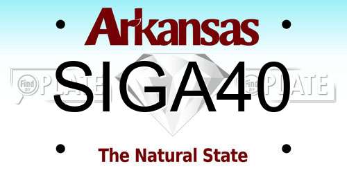 SIGA40 Arkansas License Plate