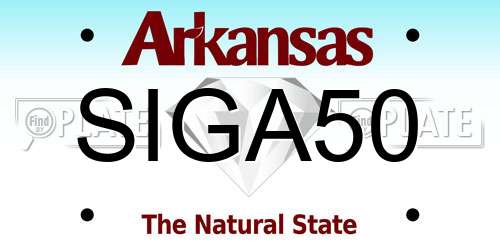 SIGA50 Arkansas License Plate