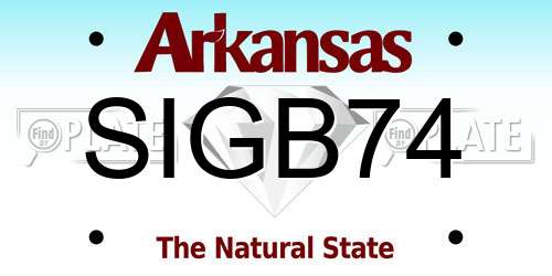 SIGB74 Arkansas License Plate