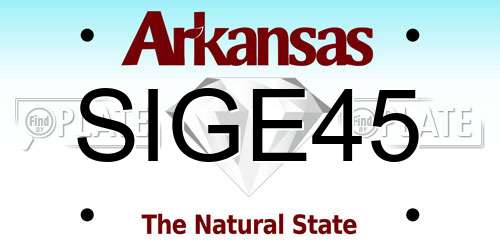 SIGE45 Arkansas License Plate