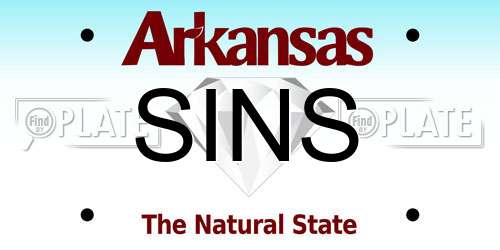 SINS Arkansas License Plate