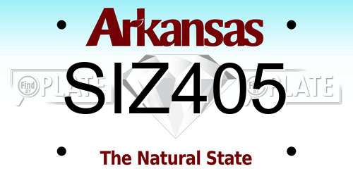 SIZ405 Arkansas License Plate