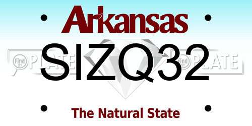 SIZQ32 Arkansas License Plate