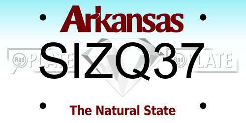 SIZQ37 Arkansas License Plate