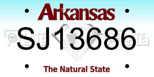 SJ13686 Arkansas License Plate