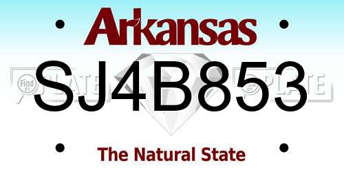 SJ4B853 Arkansas License Plate