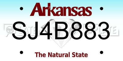 SJ4B883 Arkansas License Plate