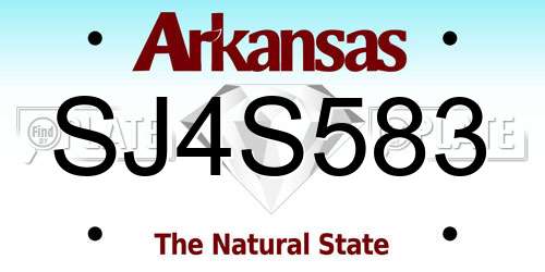 SJ4S583 Arkansas License Plate