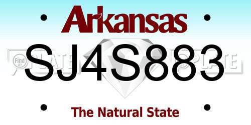 SJ4S883 Arkansas License Plate