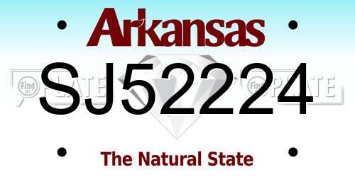 SJ52224 Arkansas License Plate