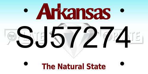 SJ57274 Arkansas License Plate