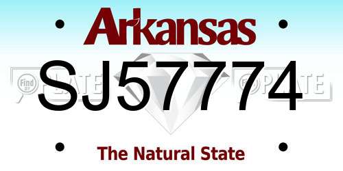 SJ57774 Arkansas License Plate
