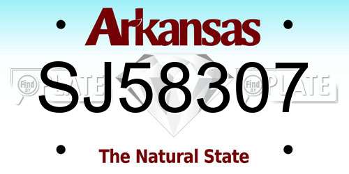 SJ58307 Arkansas License Plate
