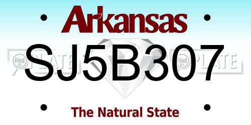 SJ5B307 Arkansas License Plate