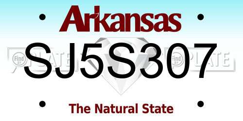 SJ5S307 Arkansas License Plate