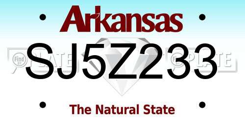 SJ5Z233 Arkansas License Plate