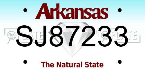 SJ87233 Arkansas License Plate