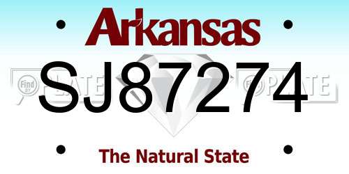 SJ87274 Arkansas License Plate