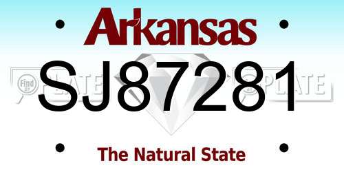 SJ87281 Arkansas License Plate