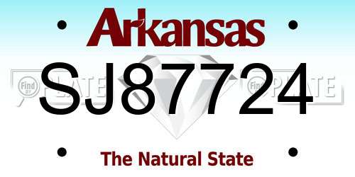 SJ87724 Arkansas License Plate