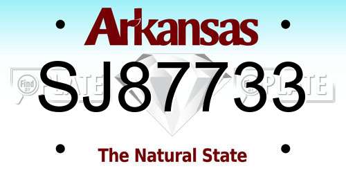 SJ87733 Arkansas License Plate