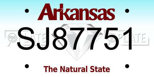 SJ87751 Arkansas License Plate