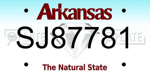 SJ87781 Arkansas License Plate