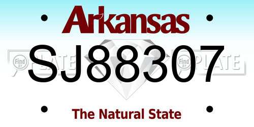 SJ88307 Arkansas License Plate