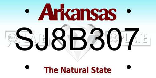 SJ8B307 Arkansas License Plate