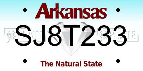 SJ8T233 Arkansas License Plate