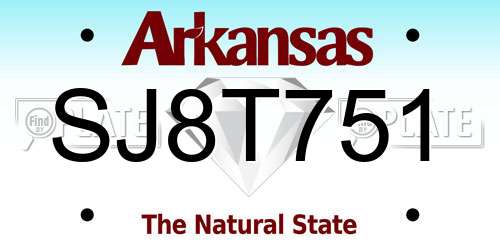 SJ8T751 Arkansas License Plate