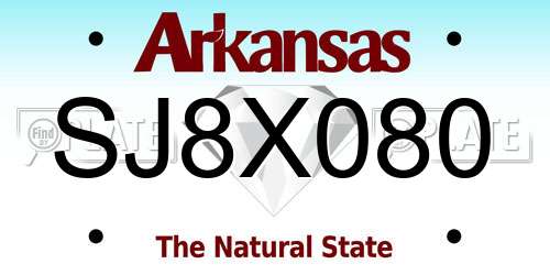 SJ8X080 Arkansas License Plate