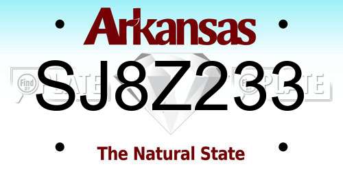 SJ8Z233 Arkansas License Plate
