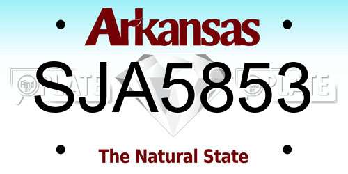 SJA5853 Arkansas License Plate