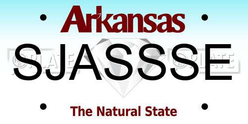 SJASSSE Arkansas License Plate