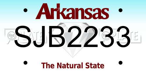 SJB2233 Arkansas License Plate