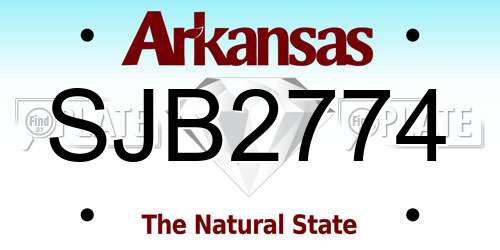 SJB2774 Arkansas License Plate