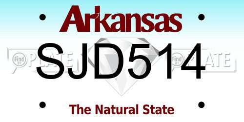 SJD514 Arkansas License Plate